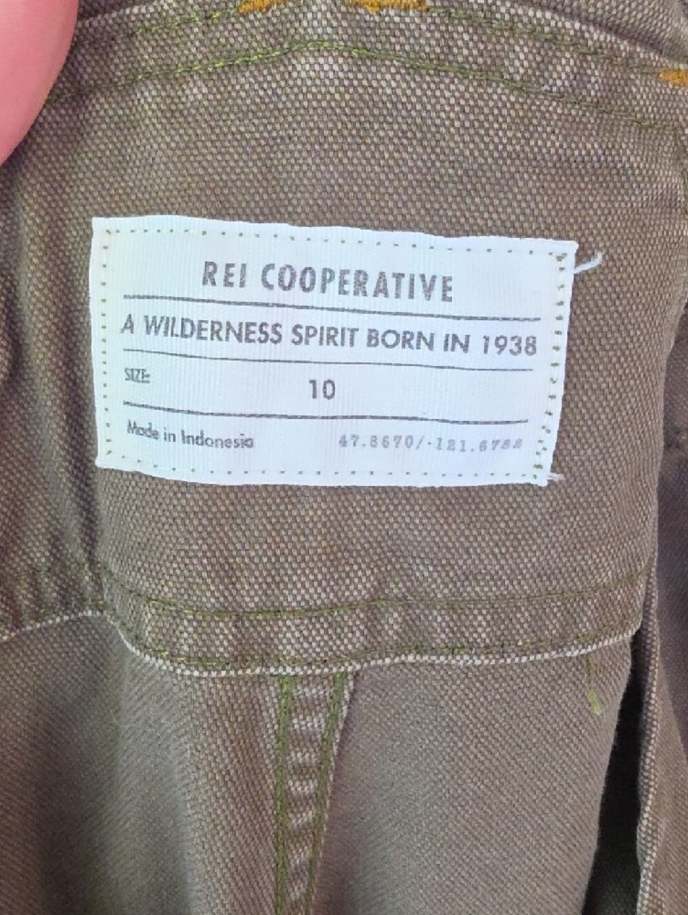 REI Olive Green Women's Denim Overalls - Picture 6 of 8